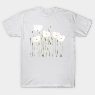white poppy watercolor horizontal T-Shirt